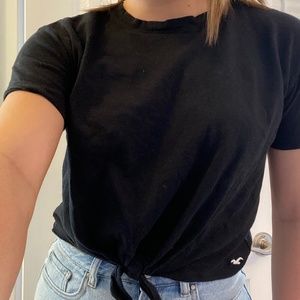 Black Tie Front Cropped Tee